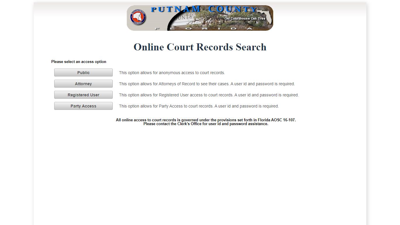 Putnam County OCRS - ONLINE COURT RECORDS SEARCH